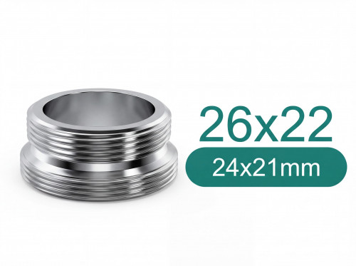Adapter von M26 Aussen-Gewinde auf M22 Aussen-Gewinde